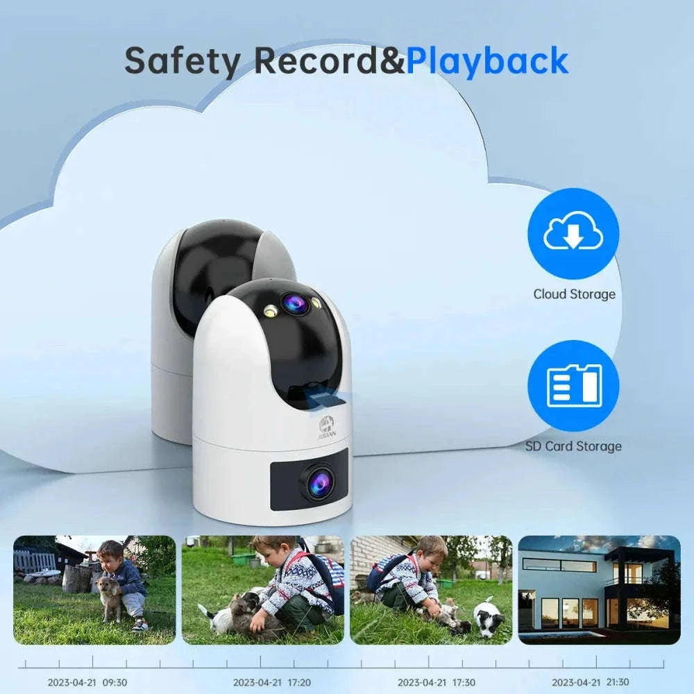 Dual Lens PTZ WiFi Security Camera with Auto Tracking & Audio-1080P / UK Plug / China Mainland