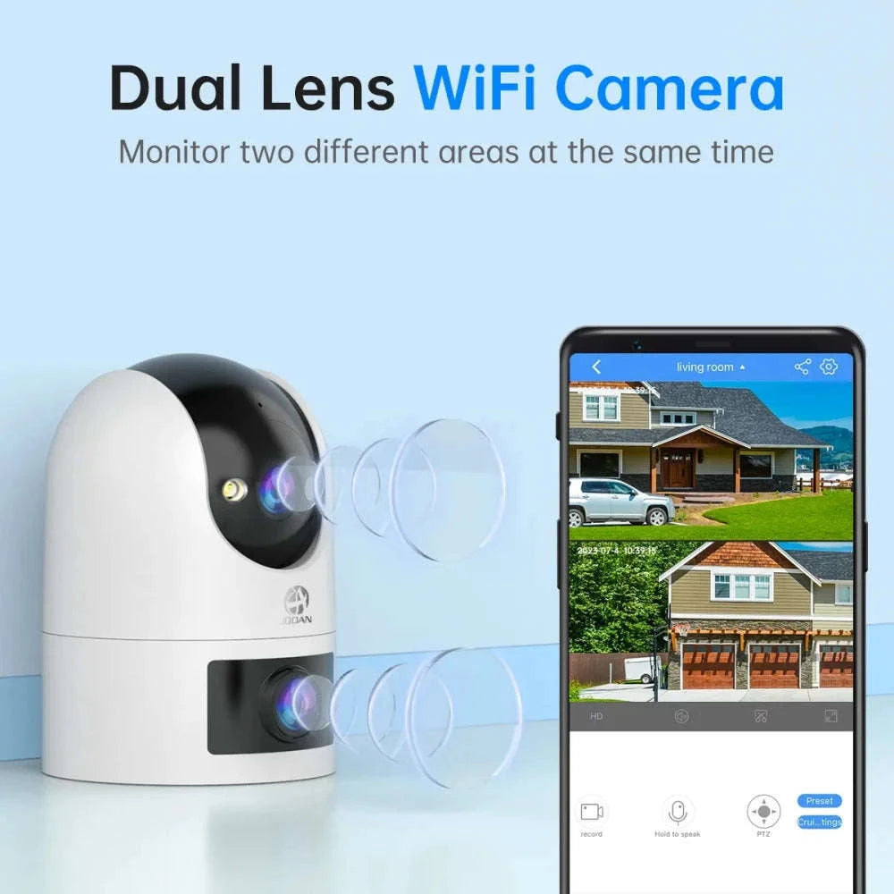 Dual Lens PTZ WiFi Security Camera with Auto Tracking & Audio-1080P / UK Plug / China Mainland