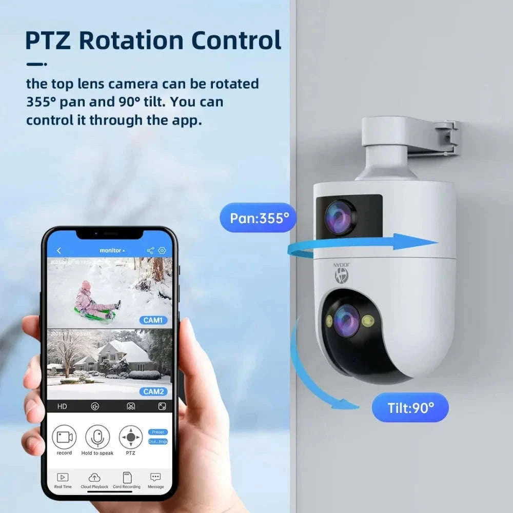 Dual Lens PTZ WiFi Security Camera with Auto Tracking & Audio-1080P / UK Plug / China Mainland