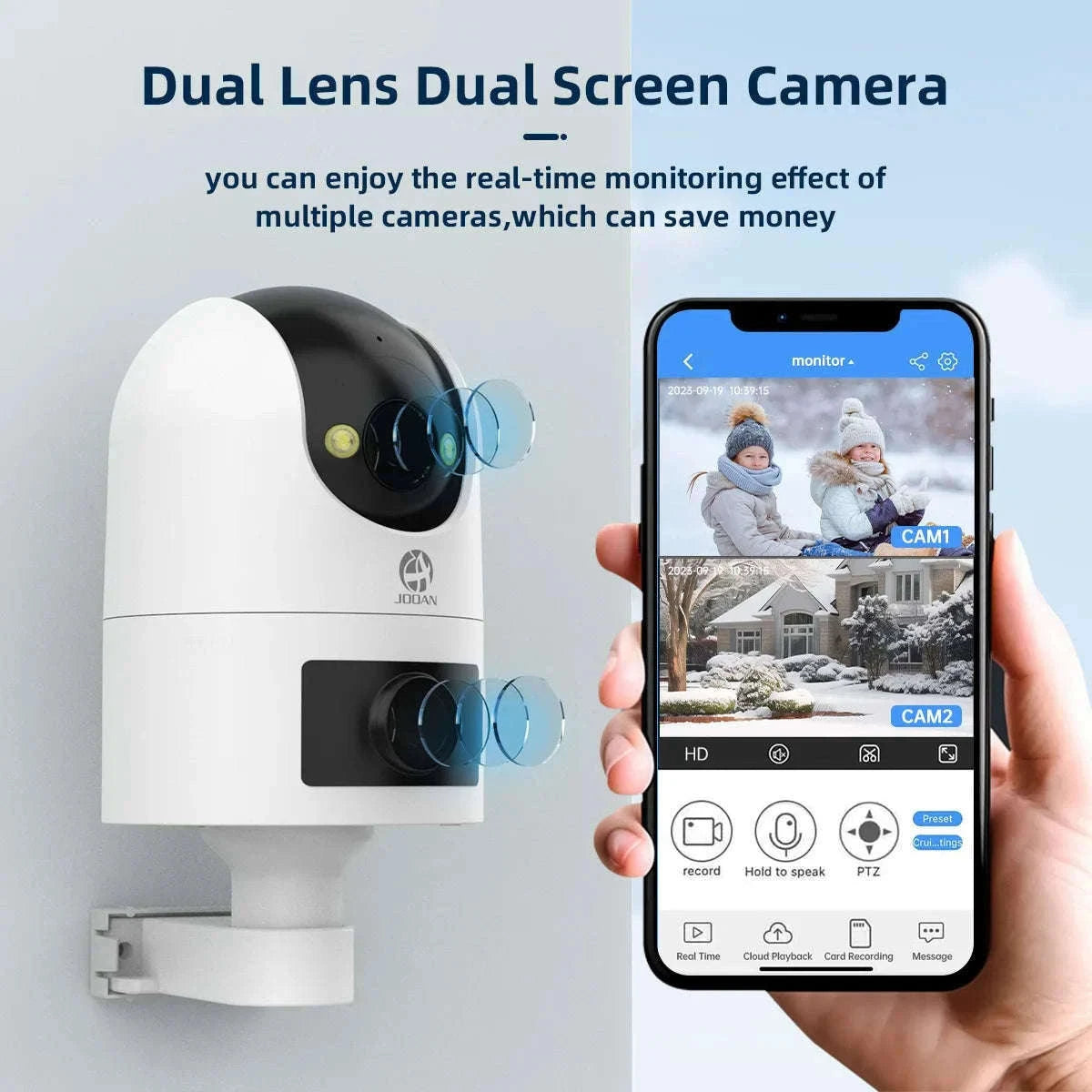 Dual Lens PTZ WiFi Security Camera with Auto Tracking & Audio-1080P / UK Plug / China Mainland