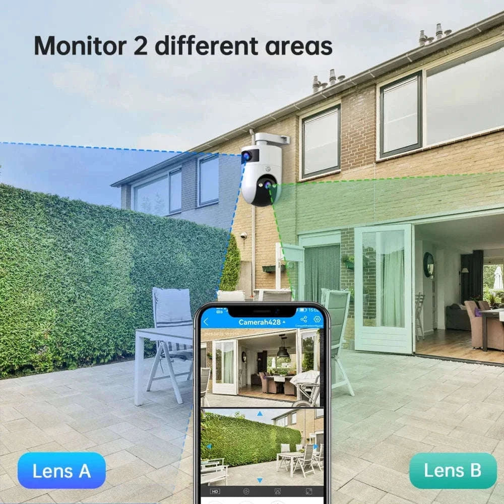 Dual Lens PTZ WiFi Security Camera with Auto Tracking & Audio-1080P / UK Plug / China Mainland