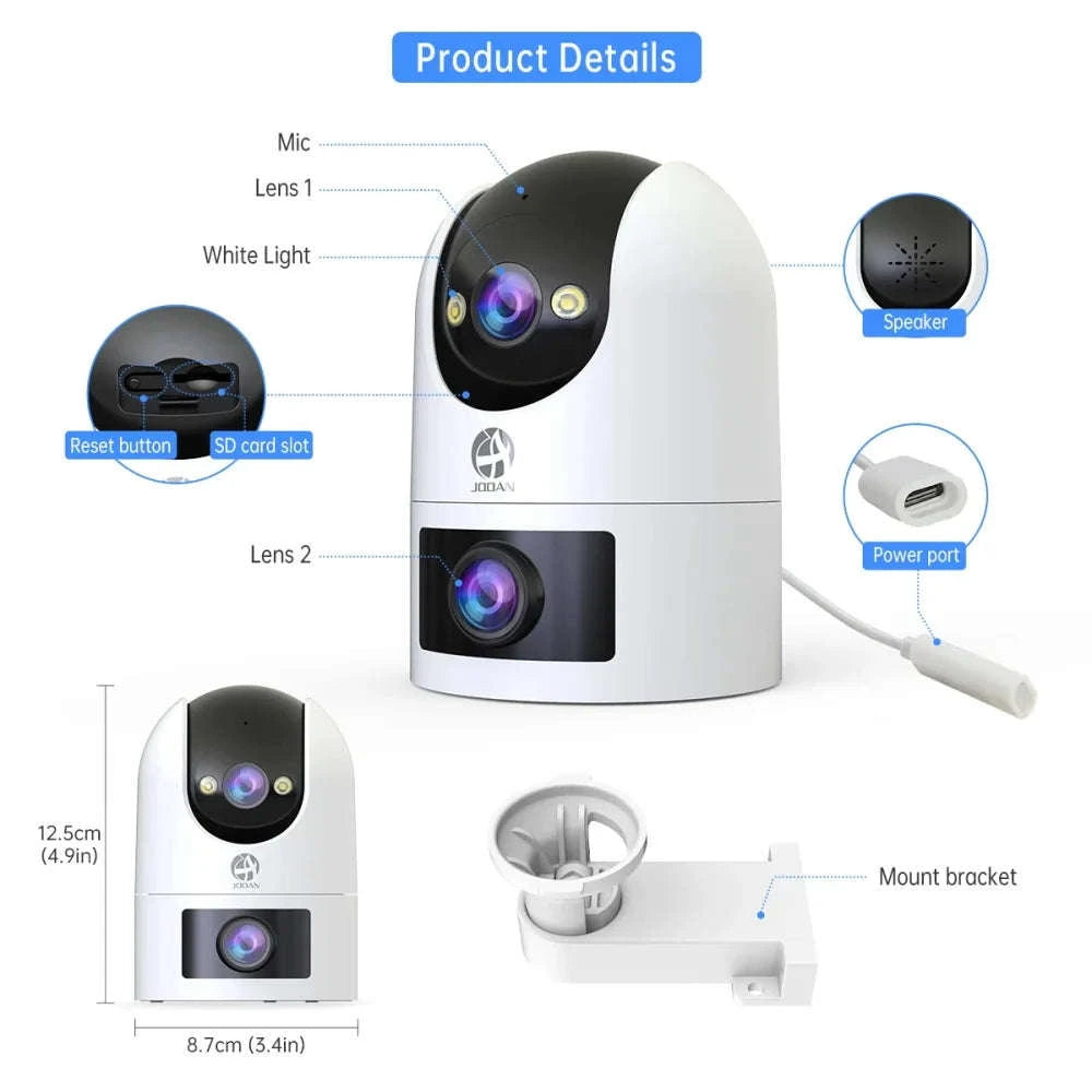 Dual Lens PTZ WiFi Security Camera with Auto Tracking & Audio-1080P / UK Plug / China Mainland