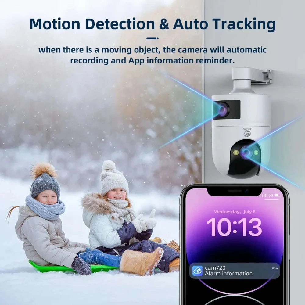 Dual Lens PTZ WiFi Security Camera with Auto Tracking & Audio-1080P / UK Plug / China Mainland