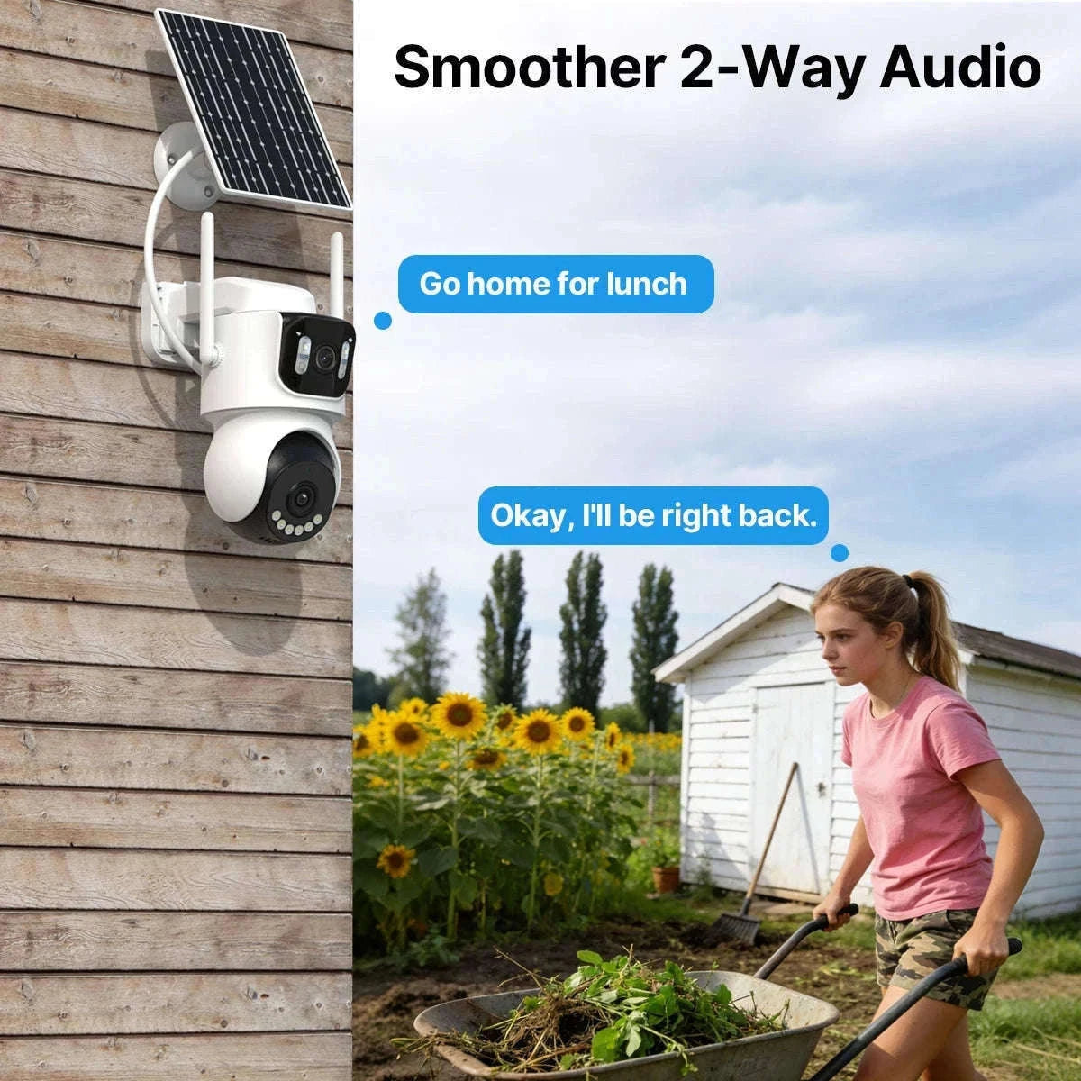 Dual Lens Solar 4G Security Camera with Battery and 24‑Hour Recording-4K Add 128G / Poland