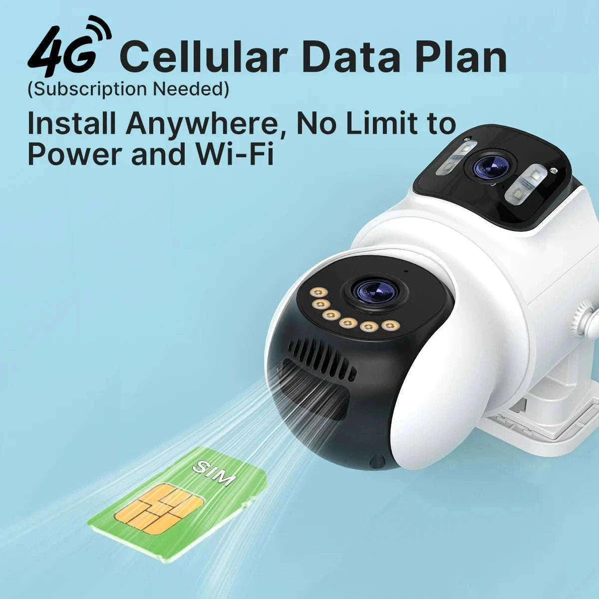 Dual Lens Solar 4G Security Camera with Battery and 24‑Hour Recording-4K Add 128G / Poland