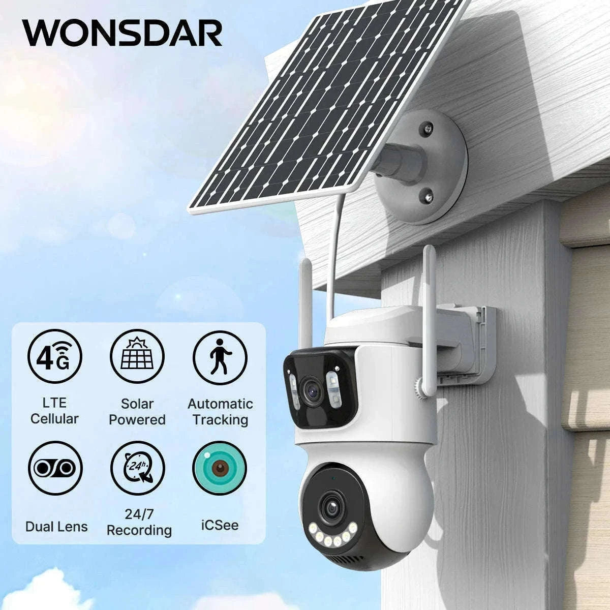Dual Lens Solar 4G Security Camera with Battery and 24‑Hour Recording-