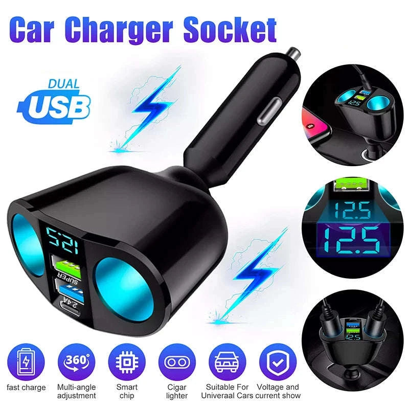 Dual Port Car Charger with Digital Display-CH10QC