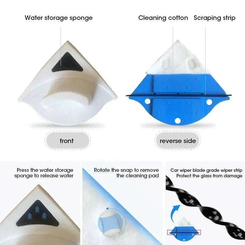 Dual Sided Magnetic Glass Cleaner with Automatic Drainage-Red-3-8mm