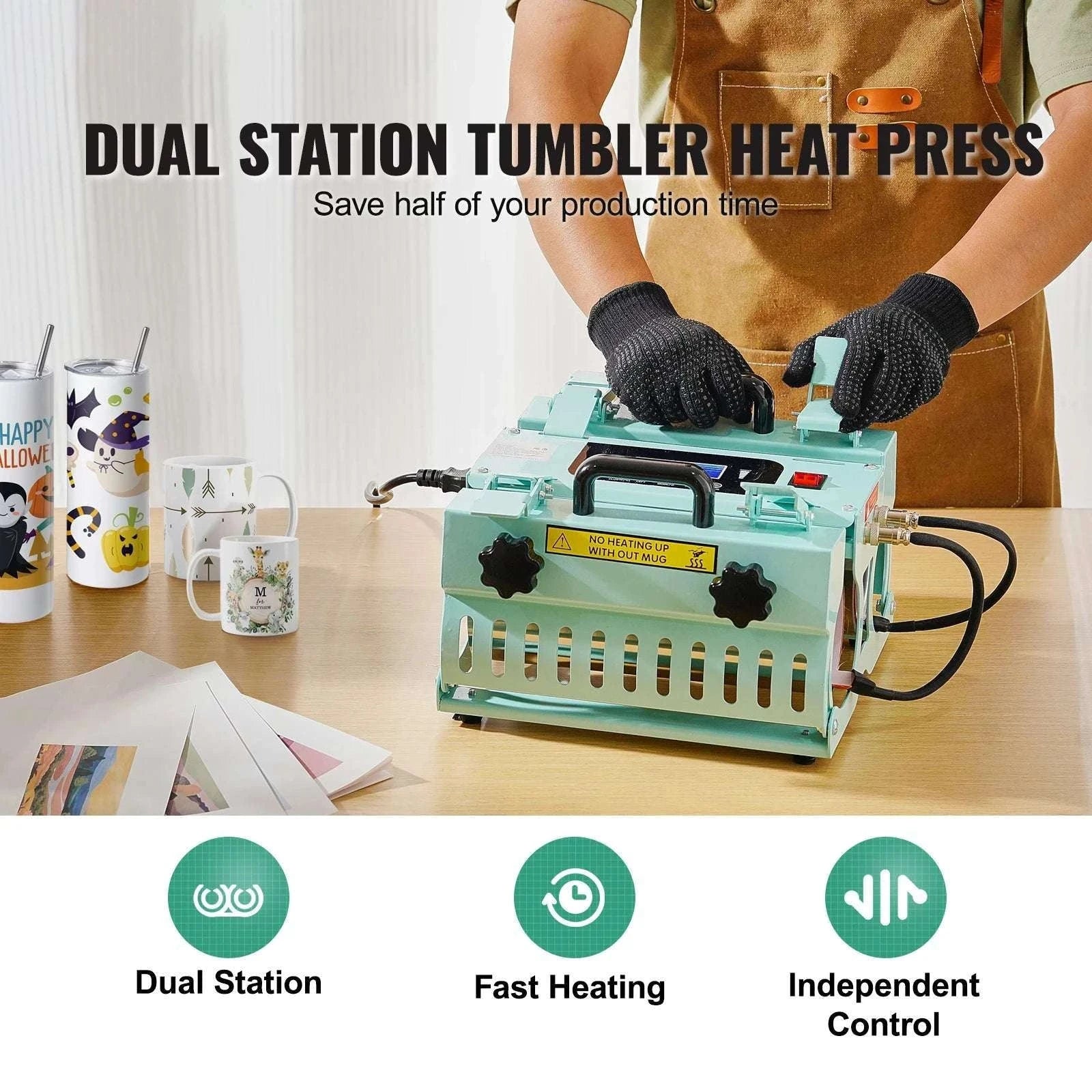 Dual Station Tumbler Heat Press for 11–30oz Mugs and Cups-Purple B 12.8lbs / United States