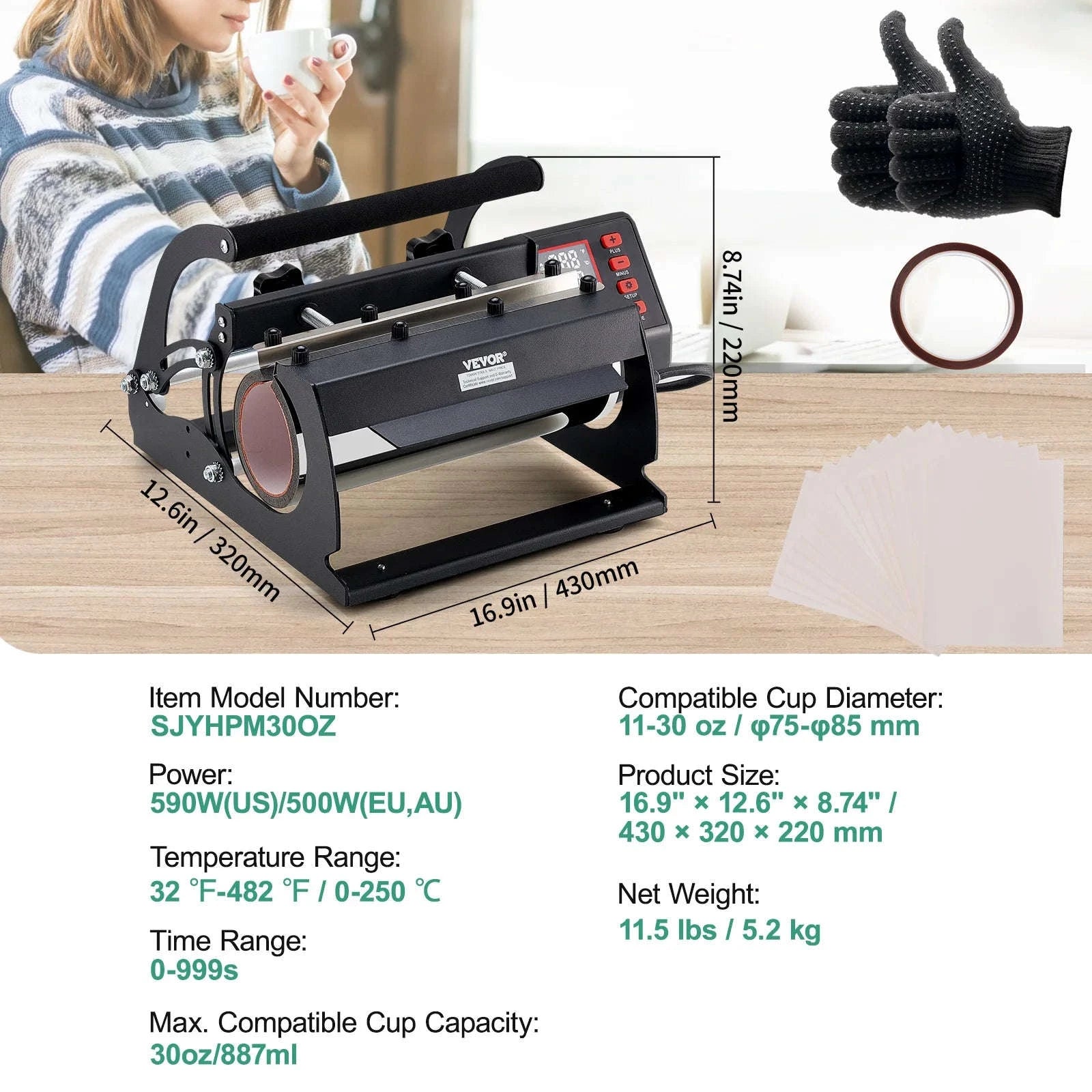 Dual Station Tumbler Heat Press Machine for 11-30 oz Cups-Green B 12.8lbs / spain
