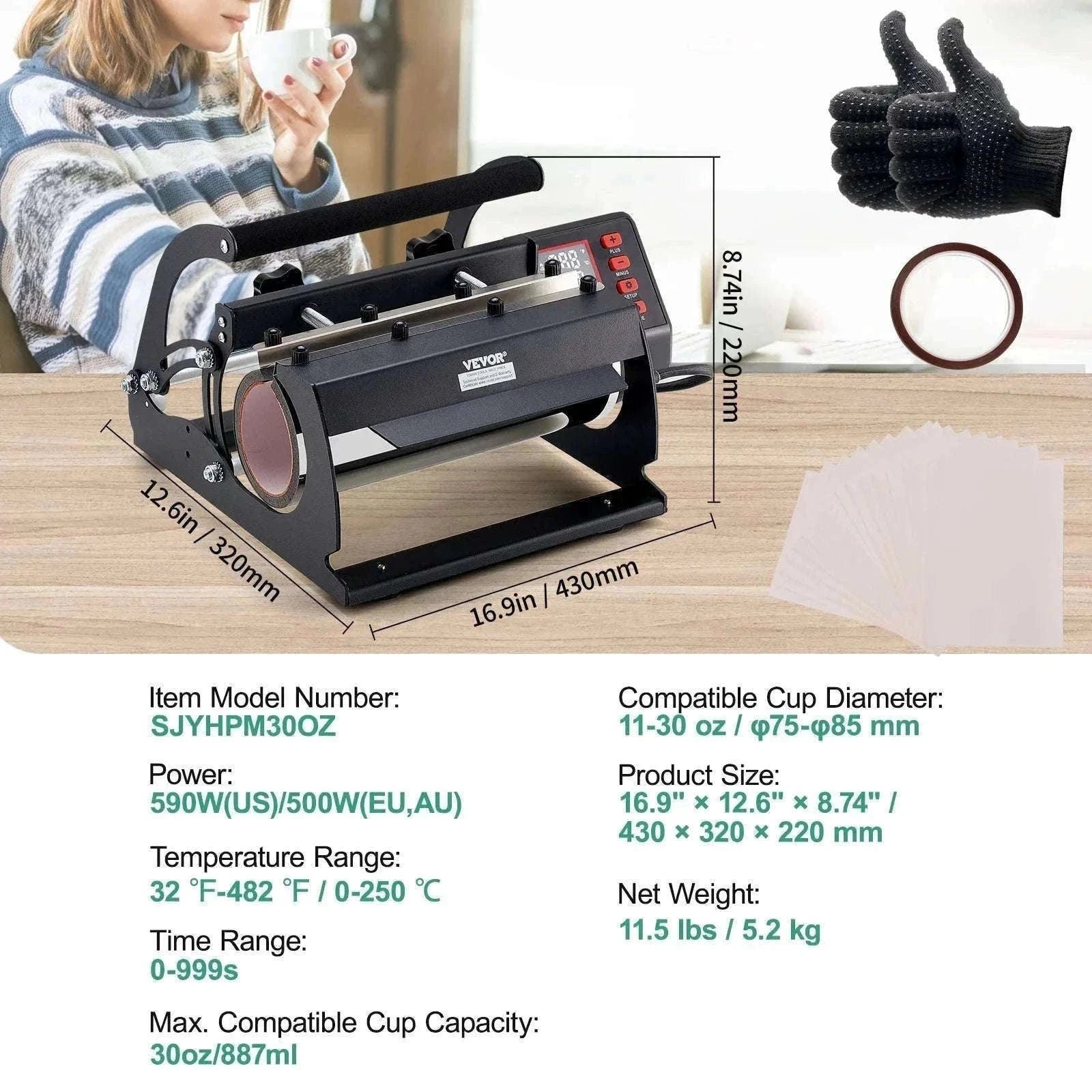 Dual Station Tumbler Heat Press Machine for 11-30 oz Cups-Green B 12.8lbs / spain
