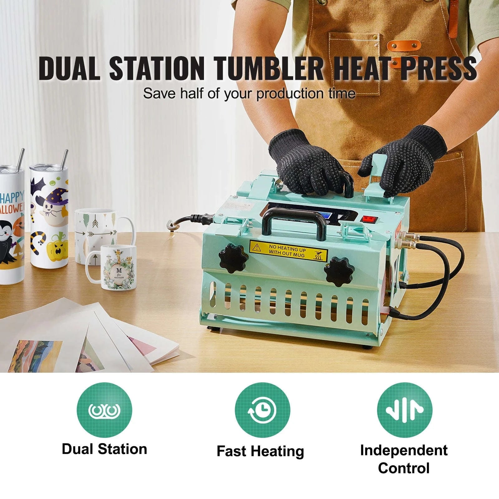 Dual Station Tumbler Heat Press Machine for 11-30 oz Cups-Green B 12.8lbs / spain