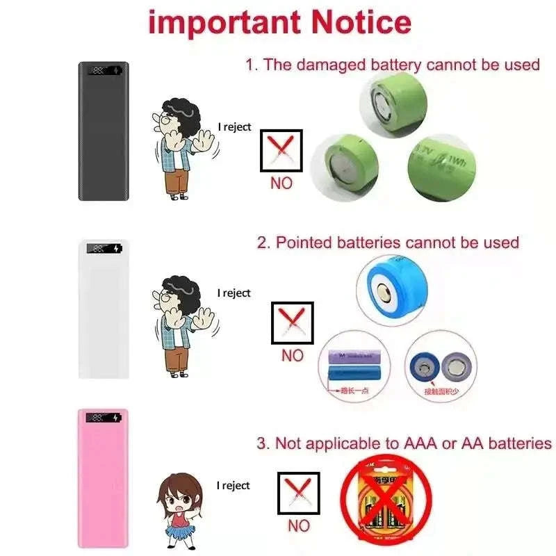 Dual USB Power Bank Shell DIY 8×18650 Case-Blue