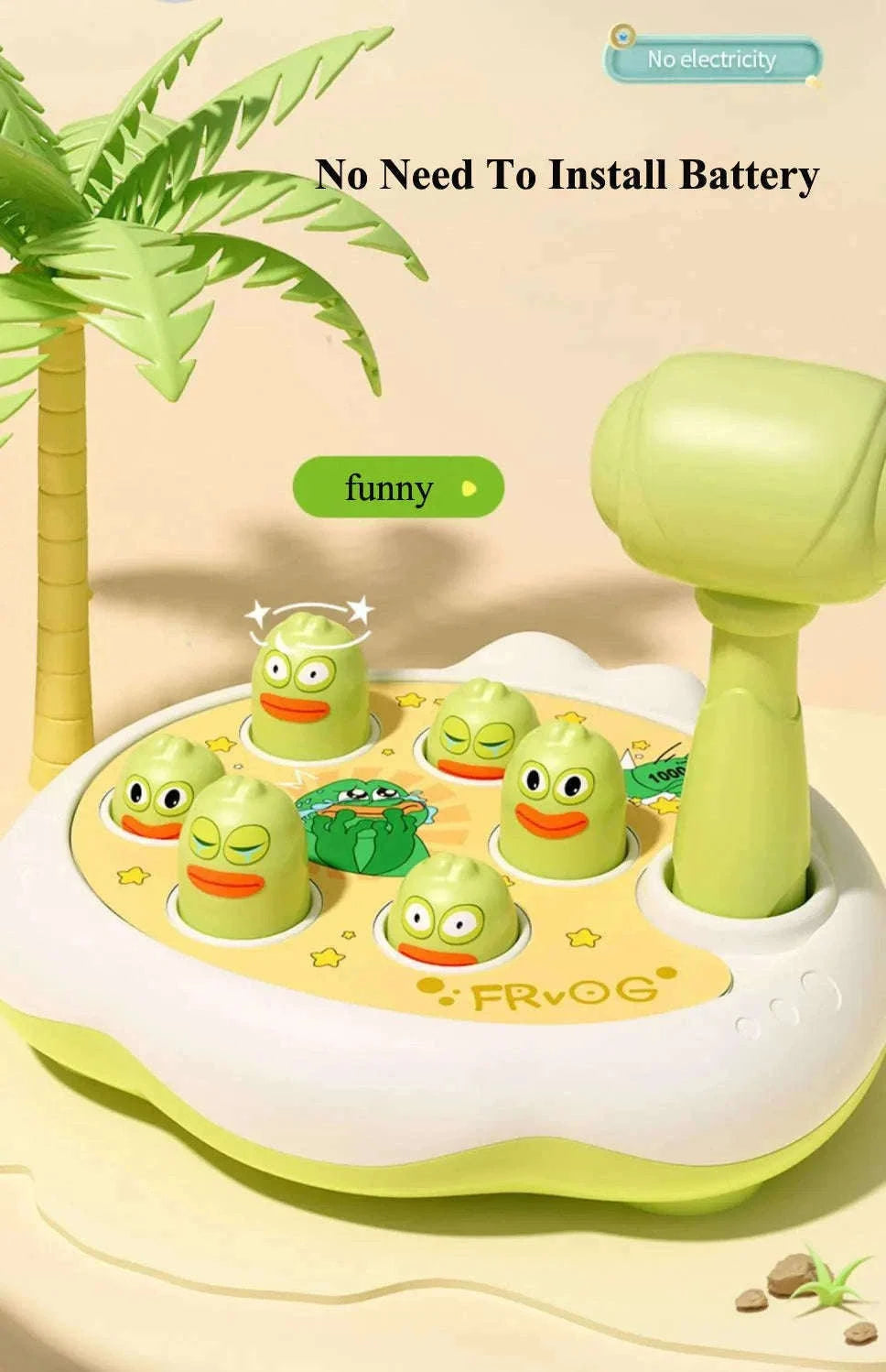 Duck Frog Pig Montessori Animal Hammer Toy for Toddlers-frog no box