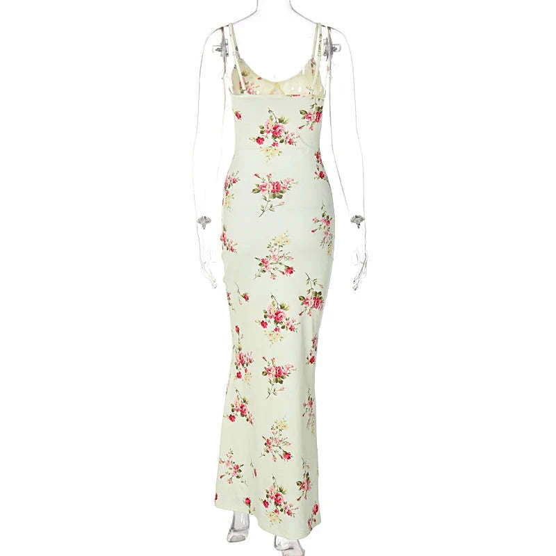 Dulzura Floral Print Maxi Dress-Apricot / XS