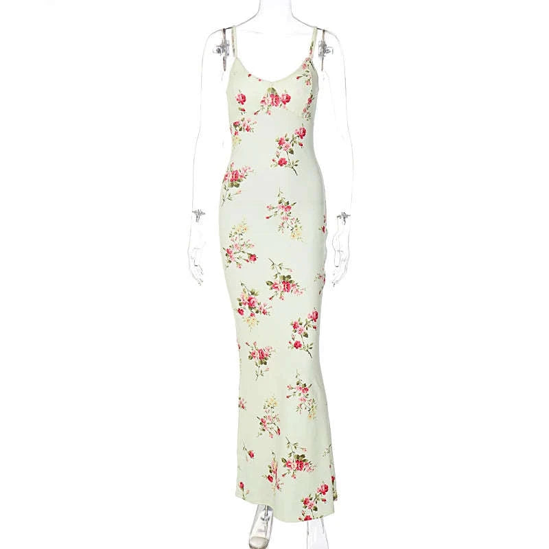 Dulzura Floral Print Maxi Dress-Apricot / XS