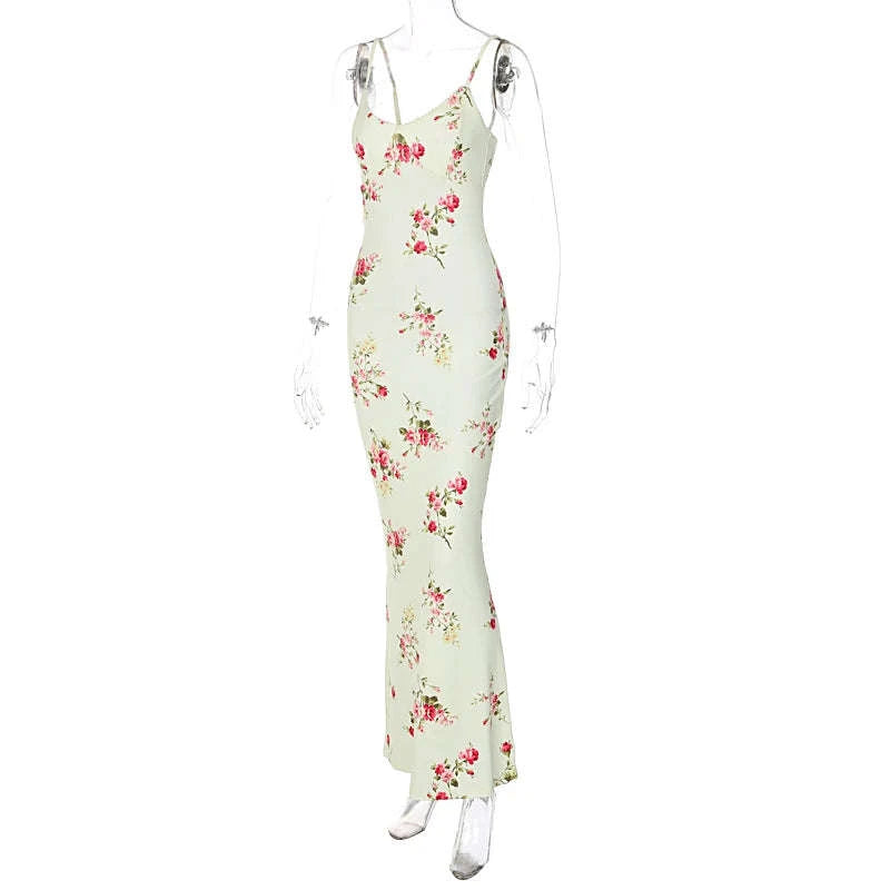 Dulzura Floral Print Maxi Dress-Apricot / XS