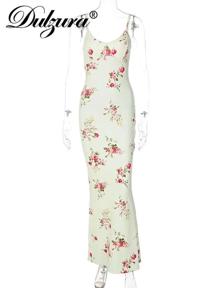 Dulzura Floral Print Maxi Dress-Apricot / XS
