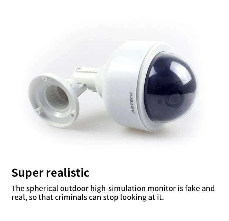 Dummy Security Camera with LED Flash IP54 Outdoor Dome-WHITE / China Mainland