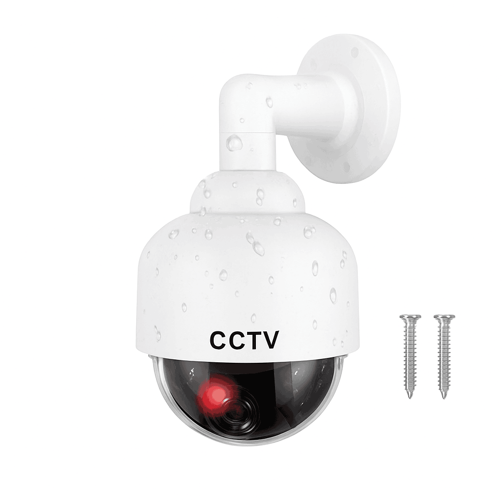Dummy Security Camera with LED Flash IP54 Outdoor Dome-WHITE / China Mainland