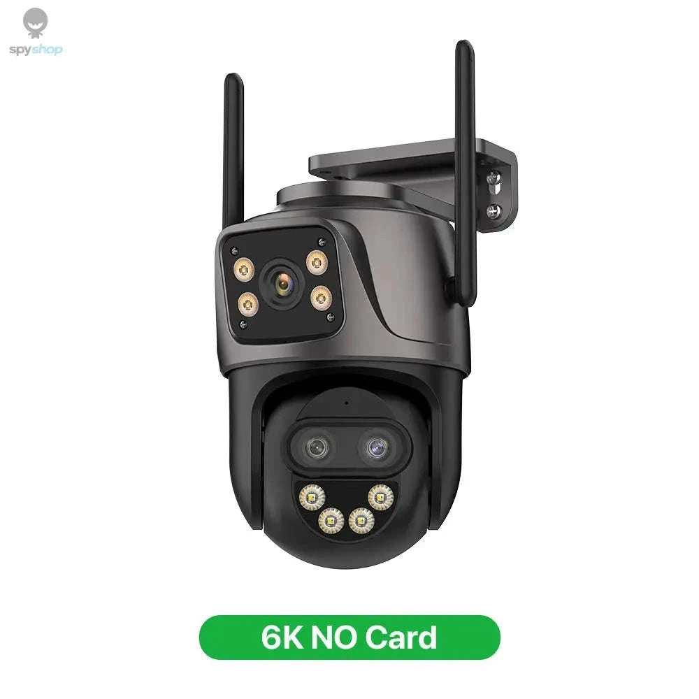 DUREVIN 6K Triple‑Lens IP Camera – 9MP Clarity, PTZ Tracking, Dual‑Screen View-4K Add 128G / UK Plug