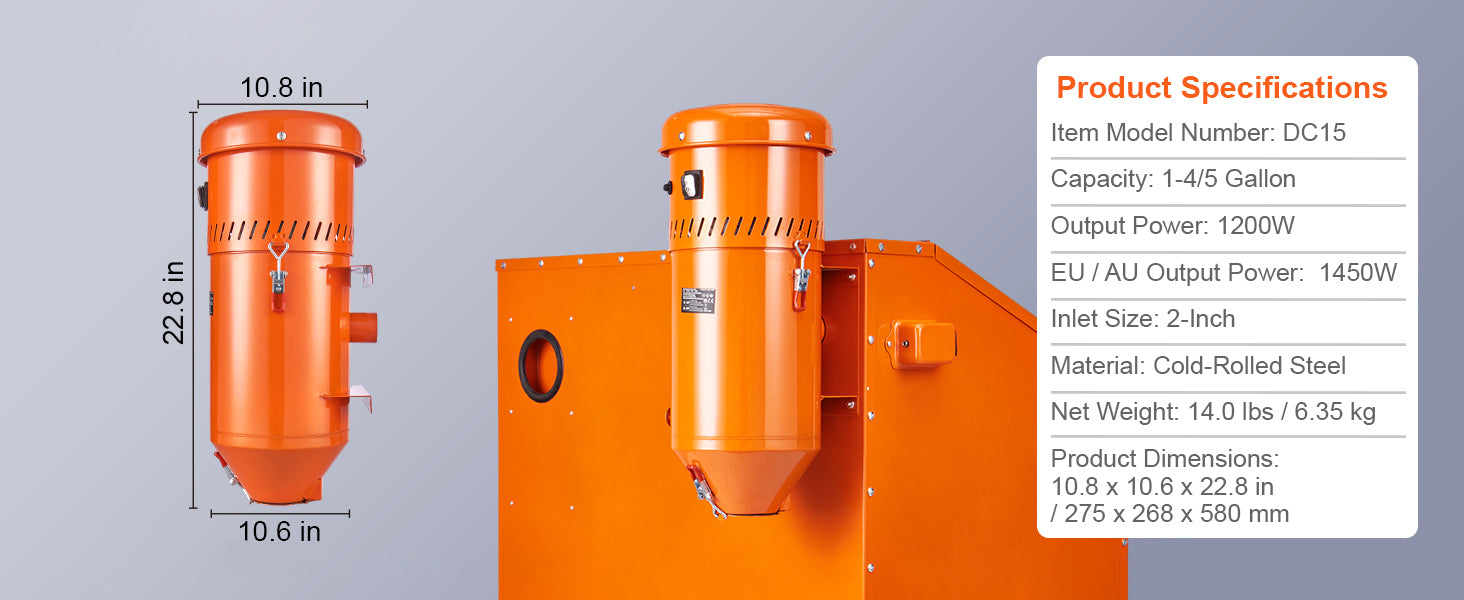 SucceBuy Dust Collection System 1.6-HP Dust Collector Media Reclaimer w/ 1.8 Gal Capacity-Universal Fit for Sandblaster Cabinets