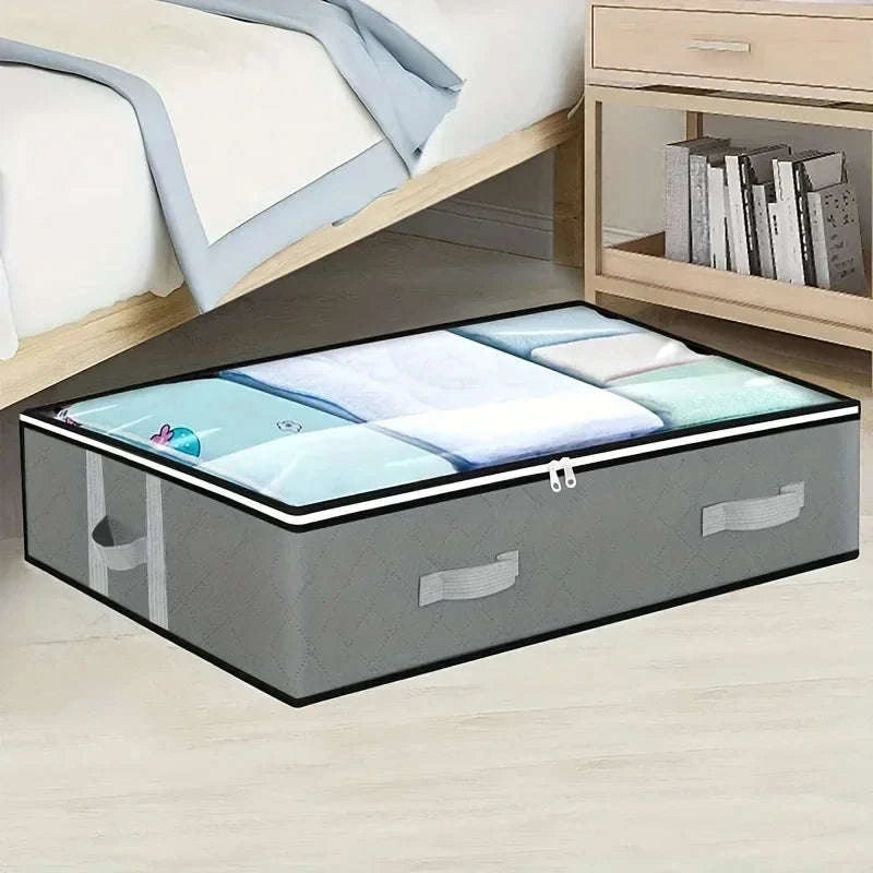 Dustproof Under Bed Storage Box with Reinforced Handles-gray 2pcs