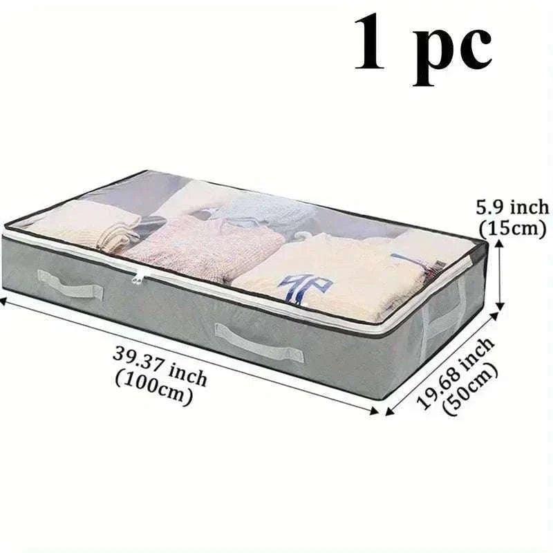Dustproof Under Bed Storage Box with Reinforced Handles-gray 2pcs