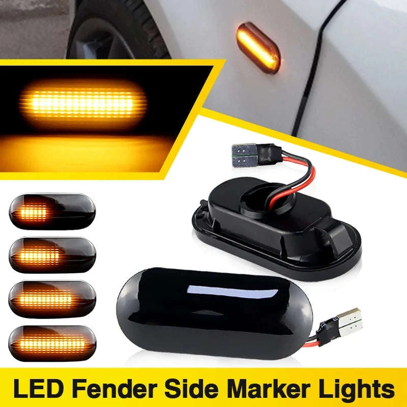 Dynamic LED Side Marker Light Amber Turn Signal Replacement-2pcs Dynamic Smoked / China Mainland