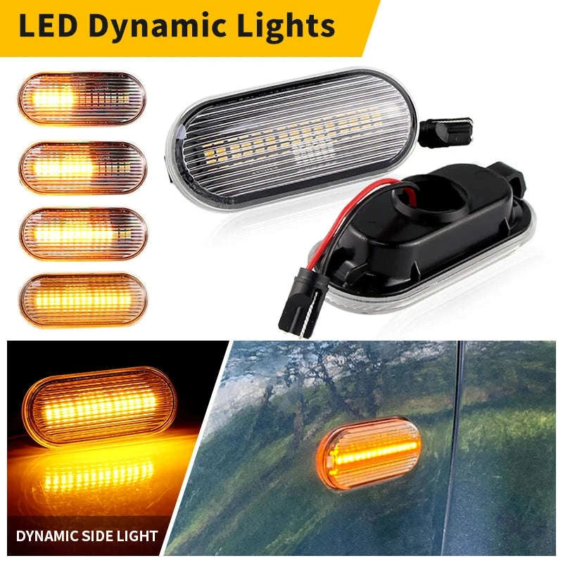 Dynamic LED Side Marker Light Amber Turn Signal Replacement-2pcs Dynamic Smoked / China Mainland