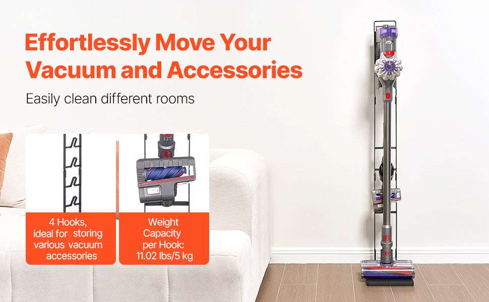 Dyson Vacuum Stand Organizer with 4 Hooks, No-Drill Storage Rack-Type B / United States