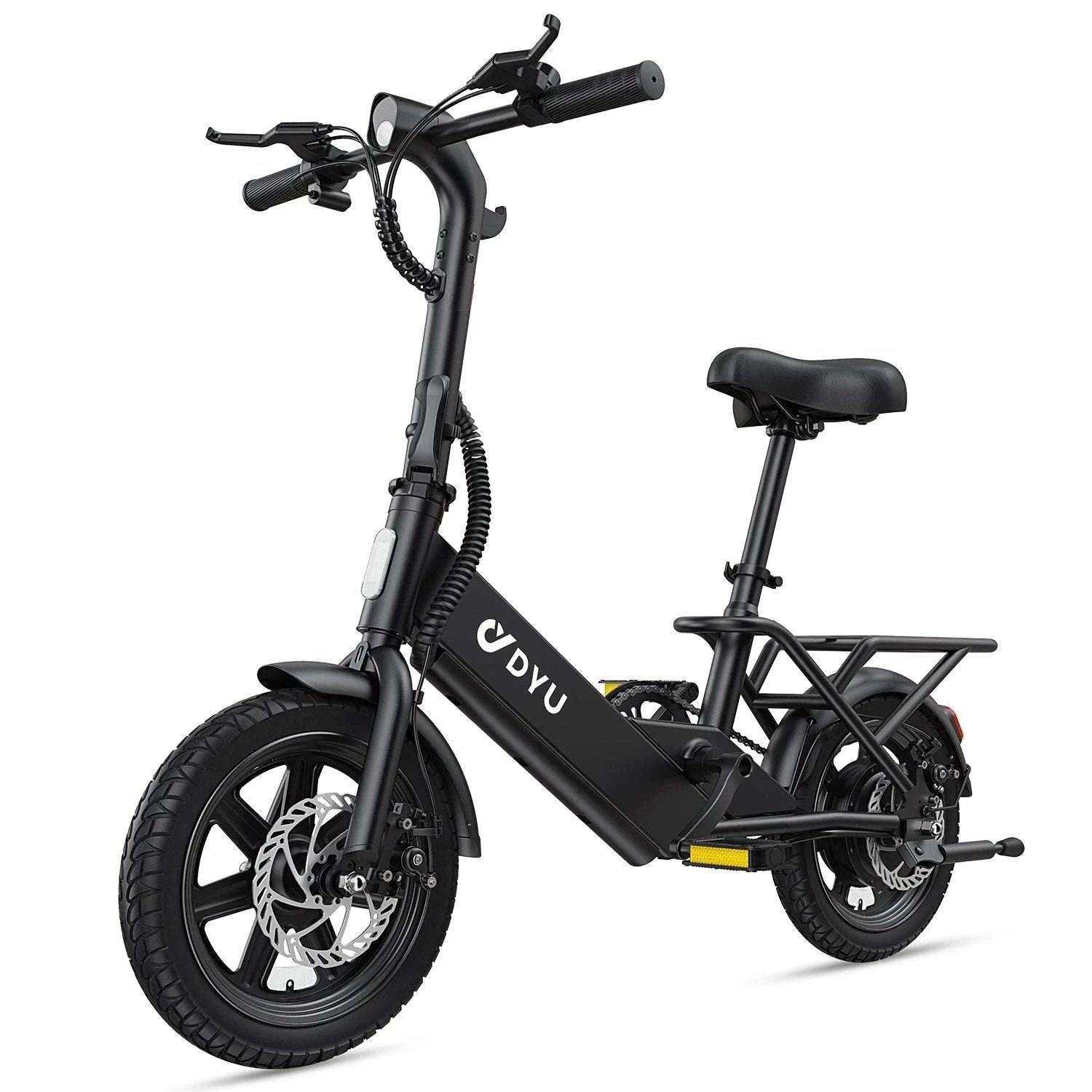 DYU C3 14" Folding Electric Bike 36V Lithium Battery Compact E-Bike-black / United States