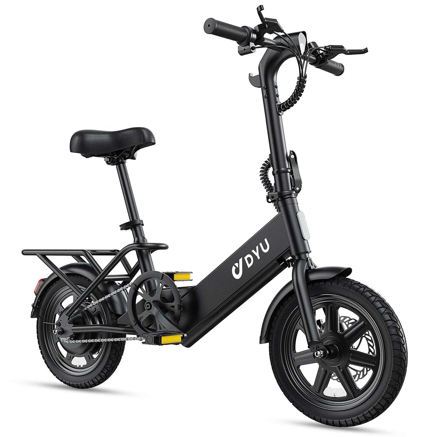 DYU C3 14" Folding Electric Bike 36V Lithium Battery Compact E-Bike-black / United States