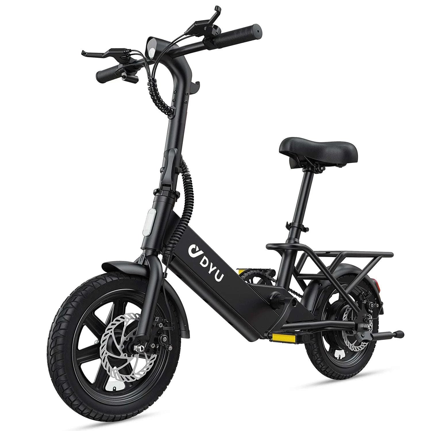DYU C3 14" Folding Electric Bike 36V Lithium Battery Compact E-Bike-black / United States