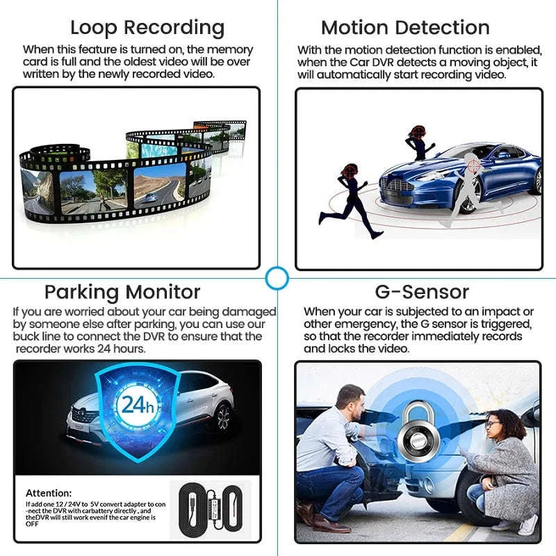 E-ACE 4.3" Dual Lens Dashcam Mirror DVR FHD 1080P-A08-6M RCC / 64G