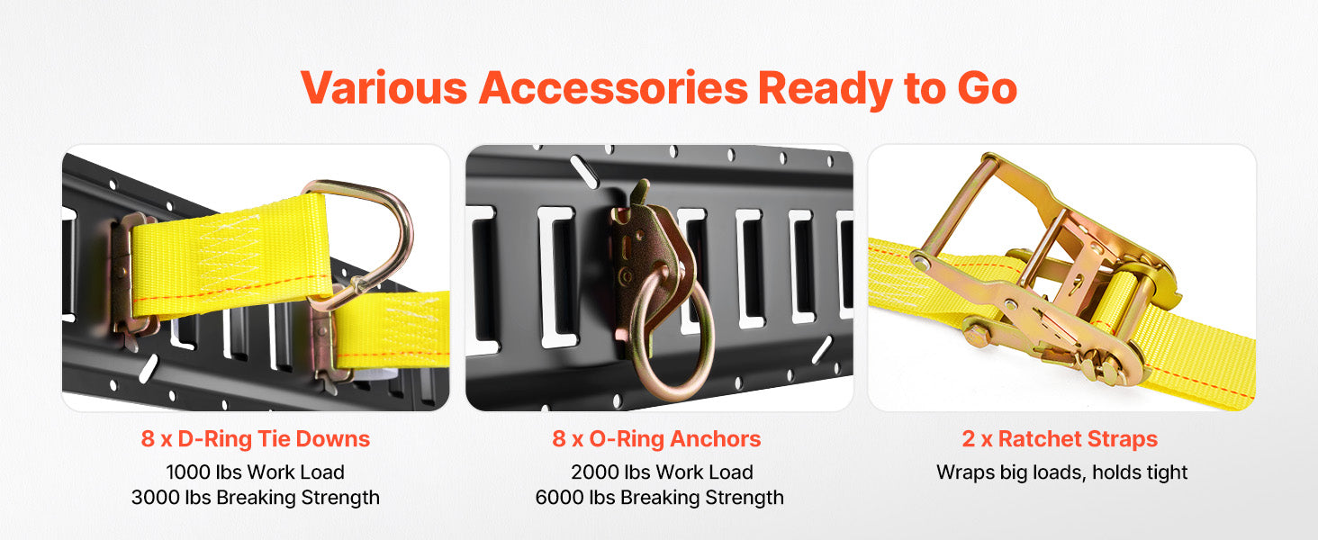 7.7 ft E-Track Tie-Down Rail Kit with Straps & Anchors (4 Pack)