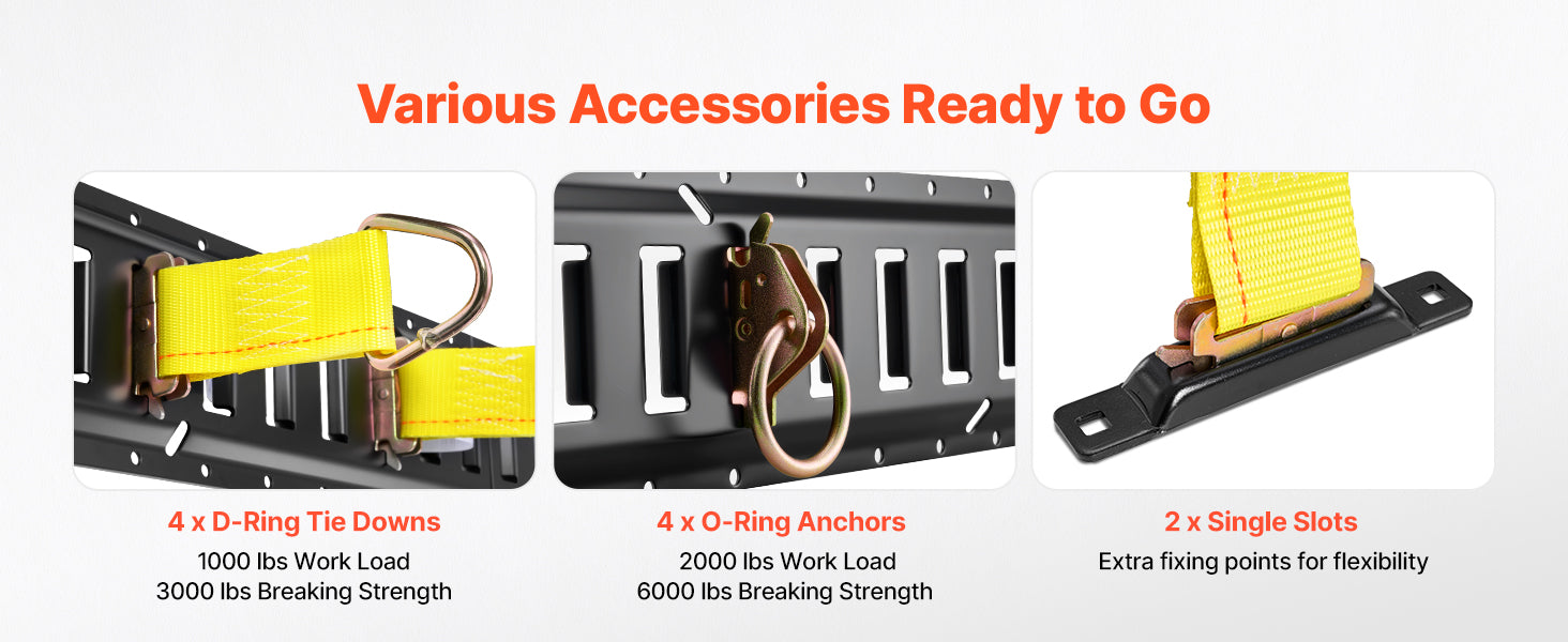 E-Track Tie-Down Rail Kit 4 Pack with Straps & Anchor Points