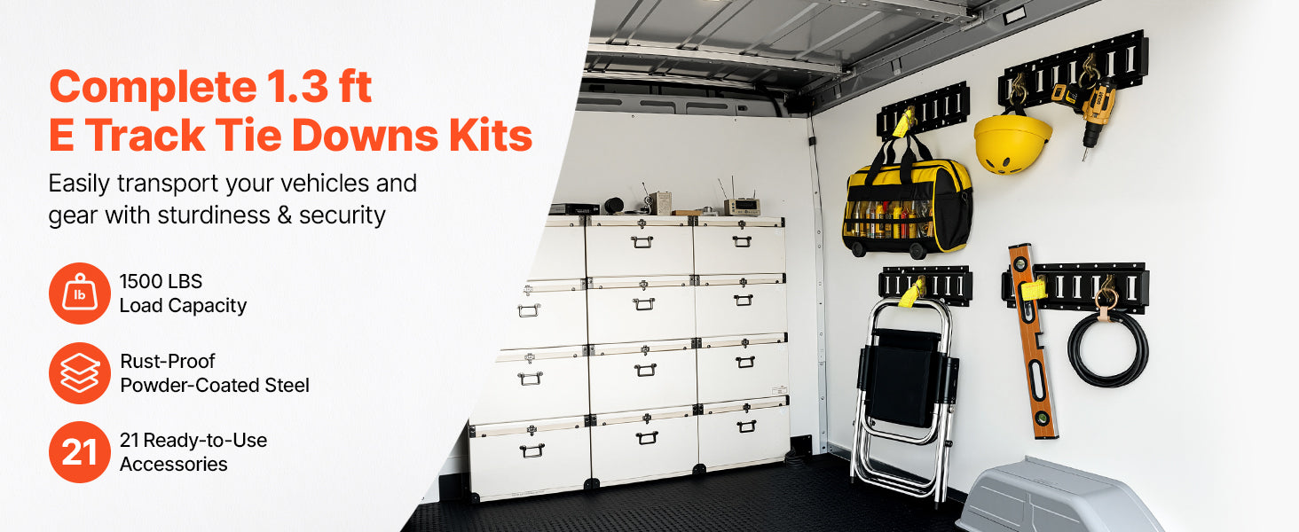E-Track Tie-Down Rail Kit 4 Pack with Straps & Anchor Points