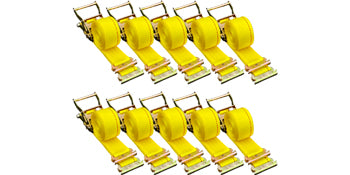 E-Track Ratchet Straps 2" Heavy-Duty Tie-Down Set 4,400 lbs Strength