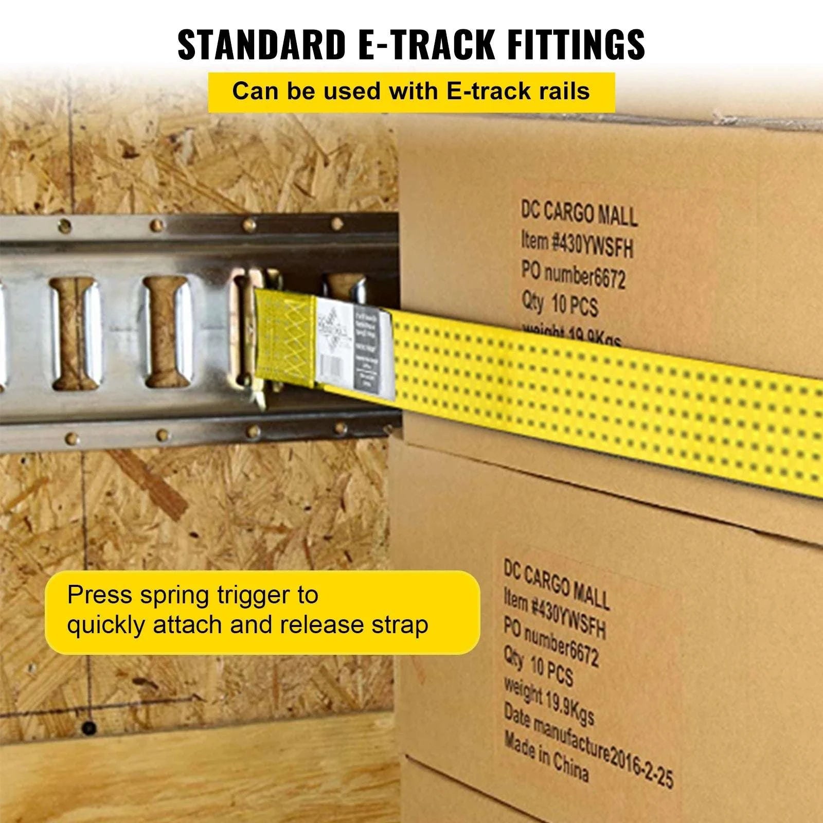 E-Track Ratchet Straps 2" Heavy-Duty Tie-Down Set 4,400 lbs Strength-18pcs 15ft / United States