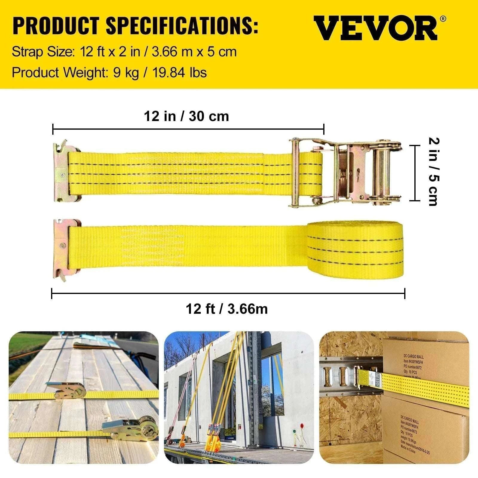 E-Track Ratchet Straps 2" Heavy-Duty Tie-Down Set 4,400 lbs Strength-18pcs 15ft / United States
