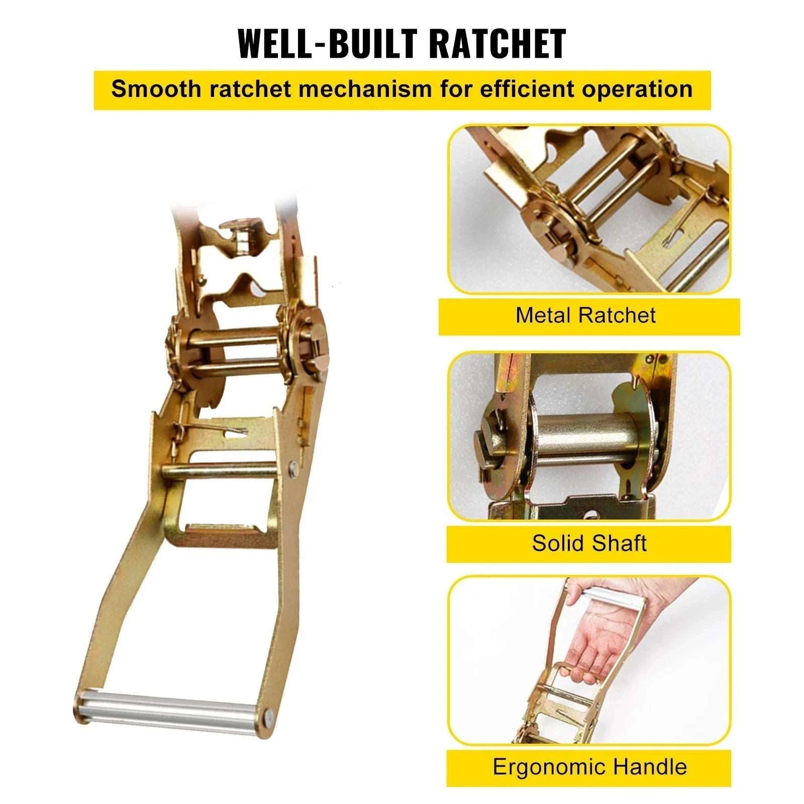 E-Track Ratchet Straps 2" Heavy-Duty Tie-Down Set 4,400 lbs Strength-18pcs 15ft / United States