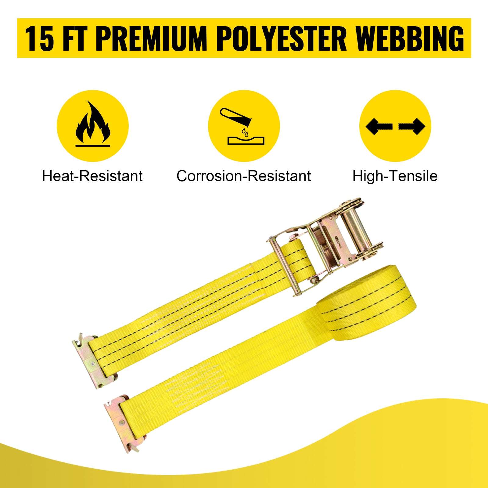 E-Track Ratchet Straps 2" Heavy-Duty Tie-Down Set 4,400 lbs Strength-18pcs 15ft / United States