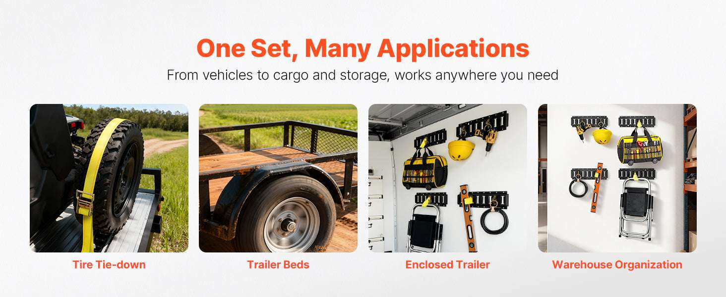 E-Track Tie-Down Rail Kit 4 Pack with Straps & Anchor Points-4 Pack / United States