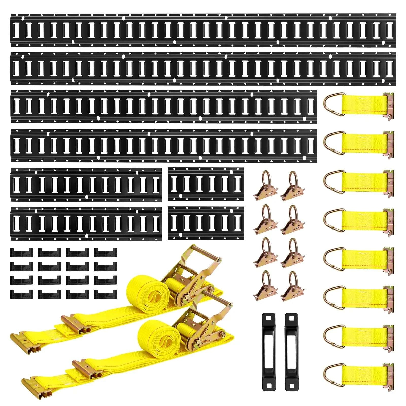 E-Track Tie-Down Rail Kit 8 Pack with Straps & O-Rings-8 Pack / United States