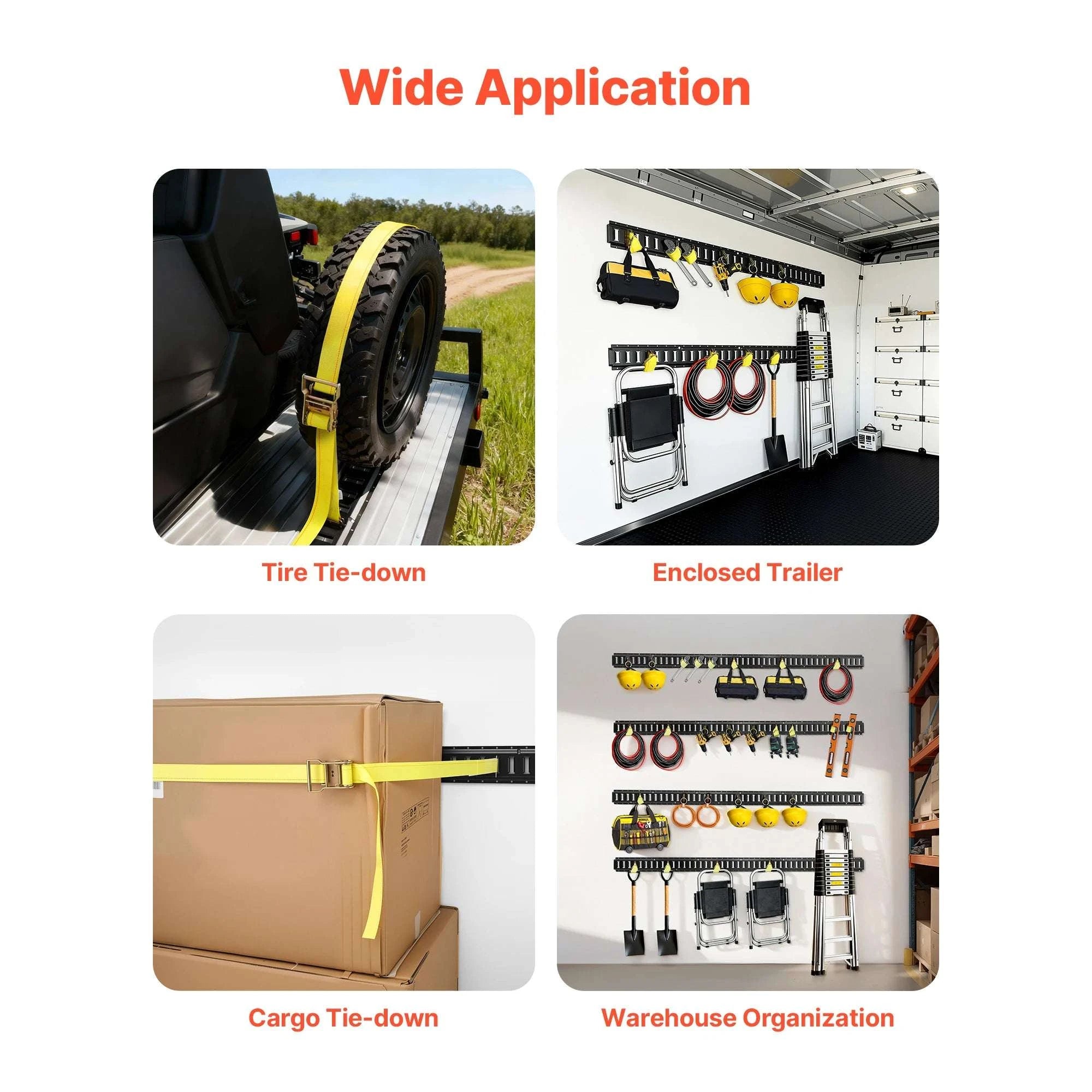 E-Track Tie-Down Rail Kit 8 Pack with Straps & O-Rings-8 Pack / United States