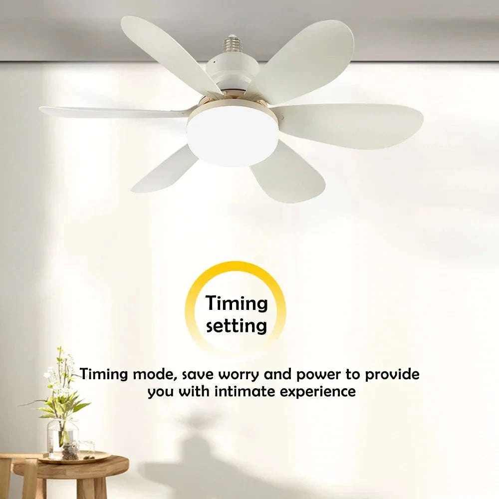 E27 Ceiling Fan Light with Remote Control-52cm Woodgrain