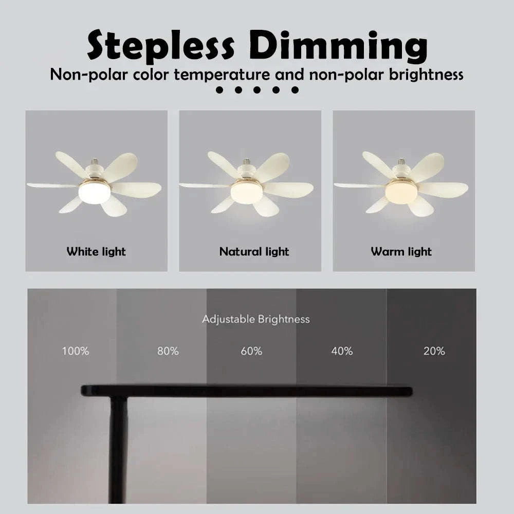 E27 Ceiling Fan Light with Remote Control-52cm Woodgrain