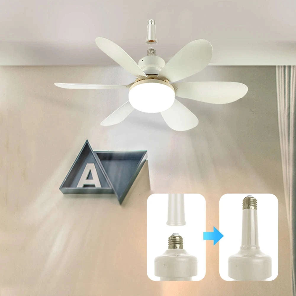 E27 Ceiling Fan Light with Remote Control-52cm Woodgrain
