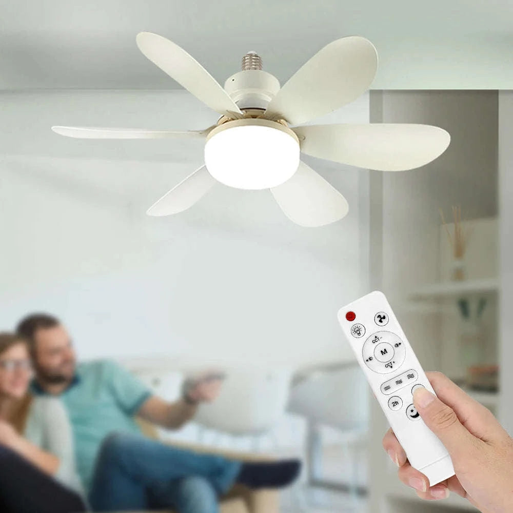 E27 Ceiling Fan Light with Remote Control-52cm Woodgrain